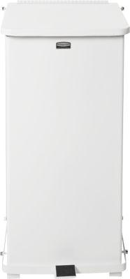 Rubbermaid Tretabfalleimer Defenders, quadratisch, mit Inneneimer, L 396 x B 396 x H 778 mm, 49 l, Stahl, weiß