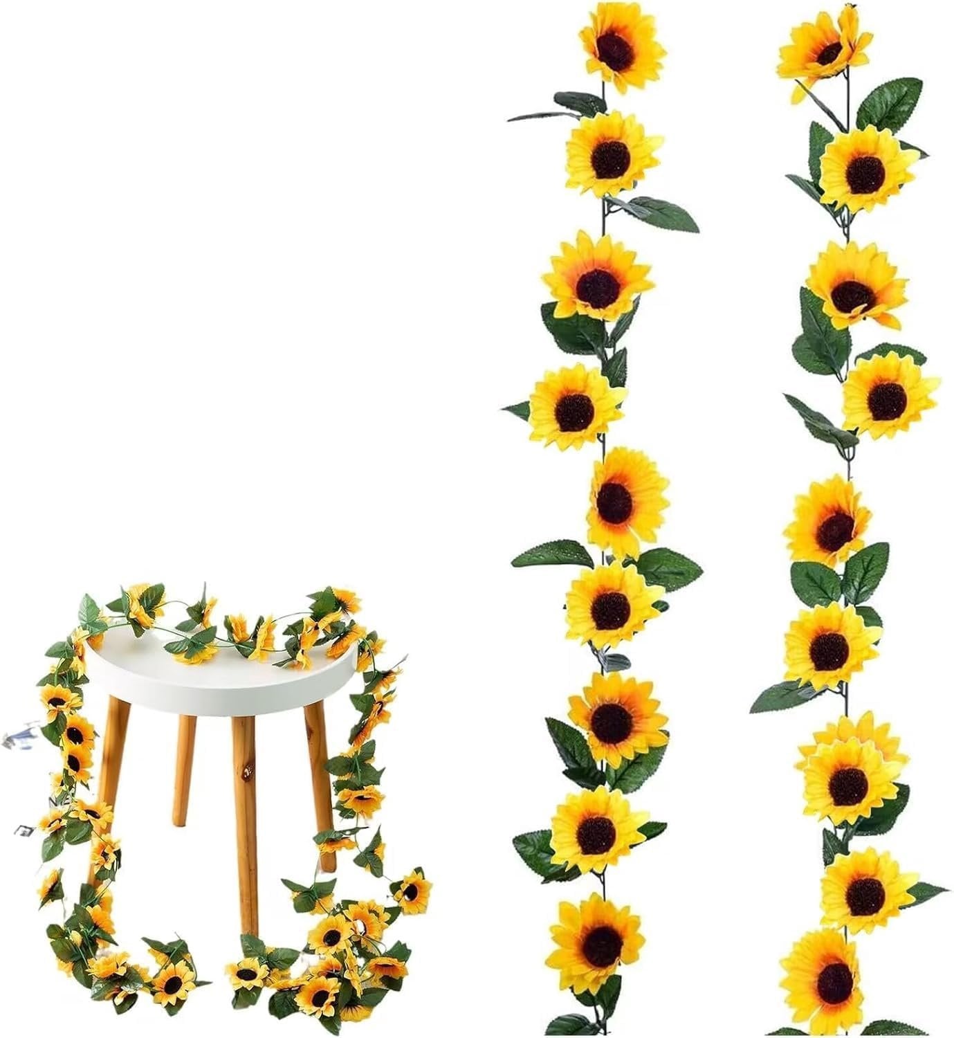 Homevero Zonnebloemenslinger van 2,3 m - Set van 2 kunstbloemen voor decoratie