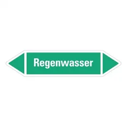 Aufkleber I RKZ-Etikett Regenwasser, grün/weiß, ab Ø 90mm, 440x100mm, 2/Bogen