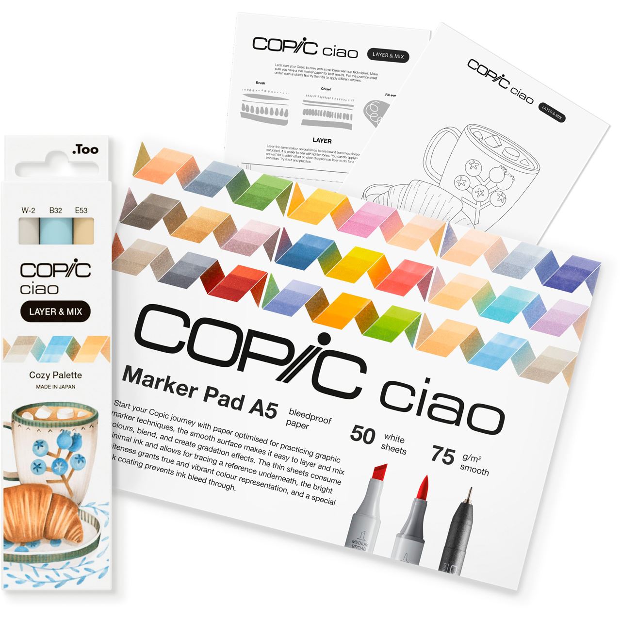 COPIC Ciao 3D Cozy Palette Starter Layoutmarker-Set farbsortiert 1,0 + 6,0 mm, 1 Set