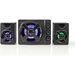 Nedis Gaming-Lautsprecher Lautsprecherkanäle: 2.1 Stromversorgung über USB 3.5 mm Stecker 33, PC Lautsprecher, Schwarz