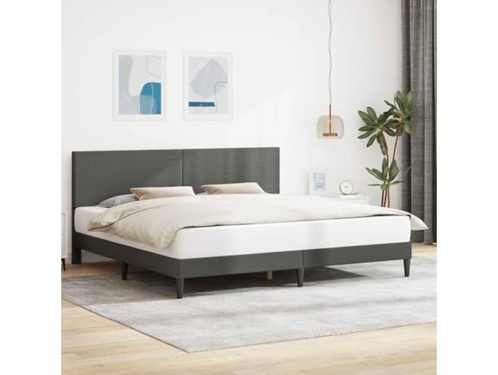 RJPLMFV Bettgestell, Velours, gerippt, Dunkelgrau, 180 x 200 cm Fester Lattenboden, Sperrholzkonstruktion, konische Füße, pflegeleicht