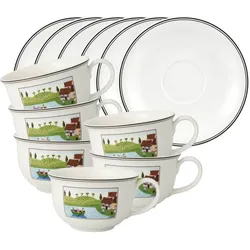 Villeroy & Boch, Tasse, Charm & Breakfast Design Naif Café au lait Obertassen mit Untertassen (500 ml, 6x)