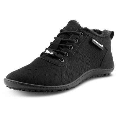 Barfußschuh LEGUANO "GALAXO", Damen, Gr. 38, Warmfutter, schwarz, Textil, Schuhe Barfußschuh, Komfortschuh, Flats, Schnürschuh mit spezieller Halbkugel-Laufsohle