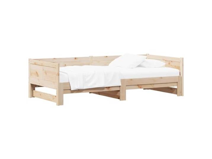 Makastle Ausziehbares Tagesbett Kiefer Natur 180 x 200 cm Massivholz Kiefer