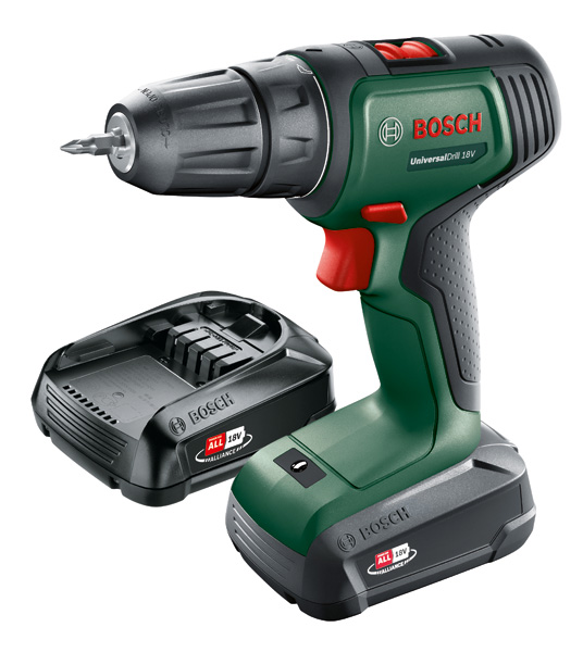 Bosch Akku-Bohrschrauber UniversalDrill 18V, 2x Akku PBA 18V 1.5Ah 06039D4002