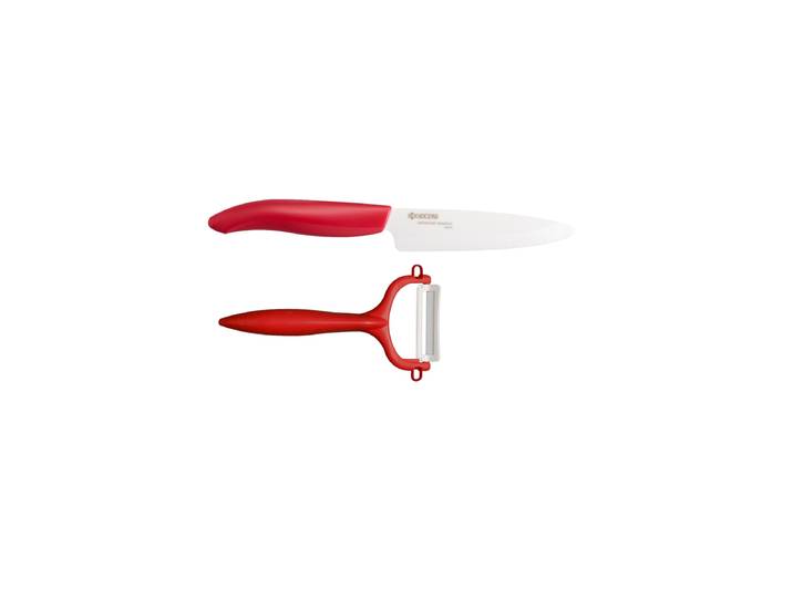 Premium Starter-Set „GEN“, Gemüsemesser & Sparschäler Keramik Rot Kyocera