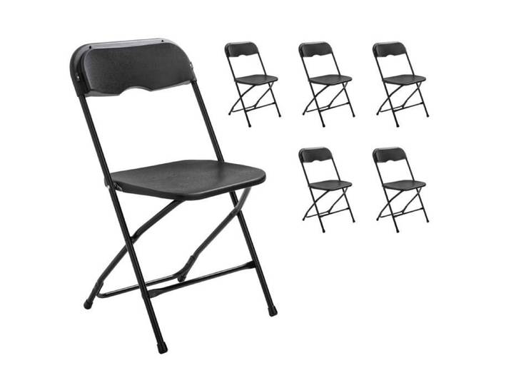 Chaise pliante - Noname - Lot de 6 - Acier époxy - Polyéthylène Haute Densité - Noir