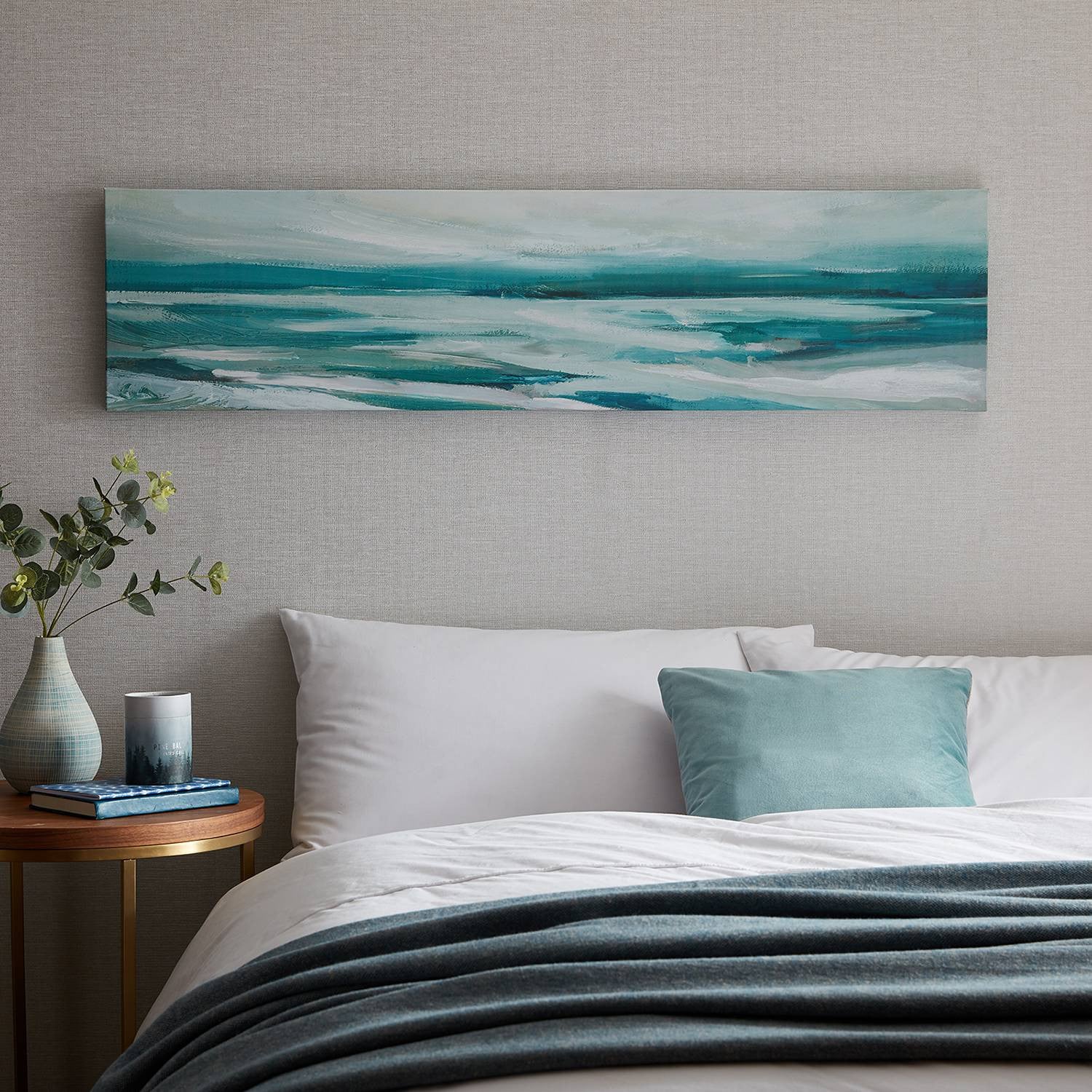 home24 Abstract Shores canvas wanddecoratie blauw B: 120 cm, D: 30 cm, H: 3 cm