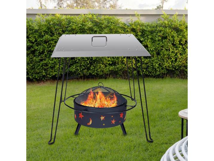 Déflecteur de chaleur pour foyer extérieur en acier inoxydable, couvercle pour foyer de camping, déflecteur de fumée pour foyer de table sans fumée
