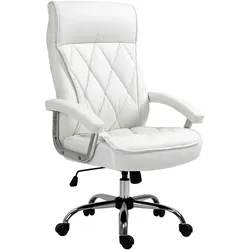 STILVORA Bürostuhl Kunstleder Weiß 69x66x121 cm ergonomischer Chefsessel höhenverstellbar 360 Grad drehbar mit Wippfunktion und Rollen
