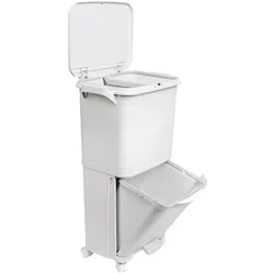 WellHome - 38 l vertikaler Mülleimer mit Rädern und 2 Fächern (24 l + 14 l)