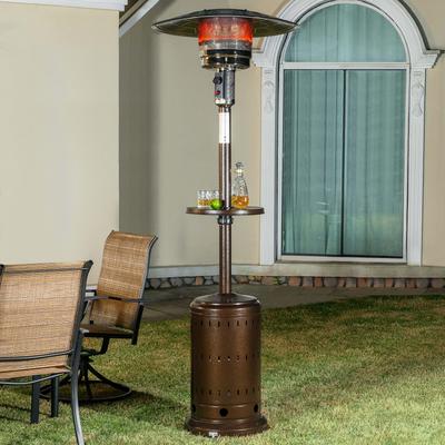 Nuu Garden Outdoor Metal Propane Gas Patio Heater with Wheels and Drink Stand