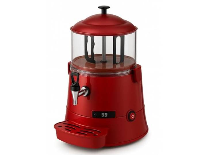 Machine à Chocolat Chaud Professionnelle 5L Rouge - 30 à 90°C - Distributeur Chocolat - 400W