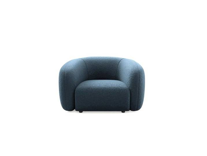 BAHIA - Fauteuil tissu bouclette - Bleu