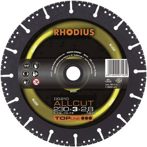 Rhodius 303390 DG210 ALLCUT Diamanttrennscheibe Durchmesser 180mm Bohrungs-Ø 22.23mm 1St.