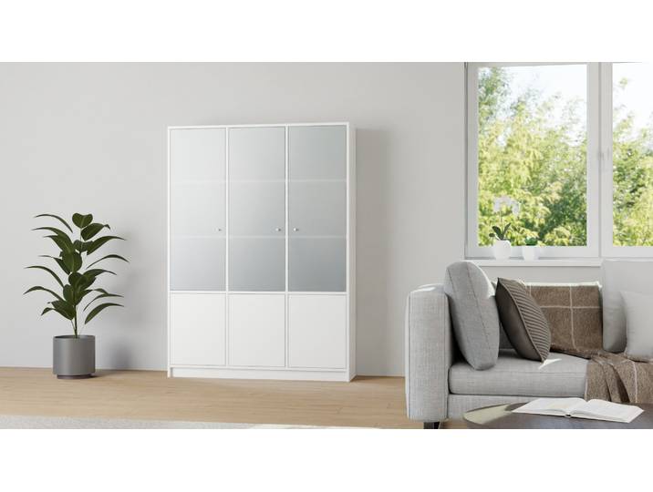 Weißer Bibliotheksschrank aus MDF Dekor MDF Beschichtet MDF Weiß matt