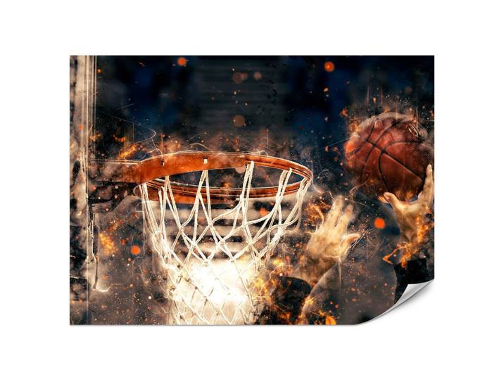 FOTOTAPETE für Jugendzimmer Aquarell Basketball Dunk Sport 200x140
