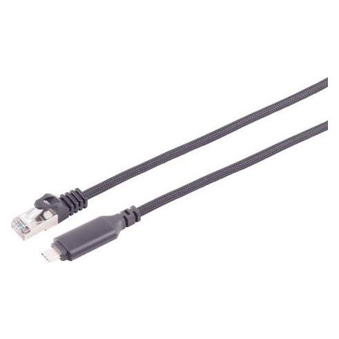 S-Conn USB-C LAN Adapterkabel 1G USB-C > RJ45 ALU schwarz 2,0m (USB-C) (14-51035)