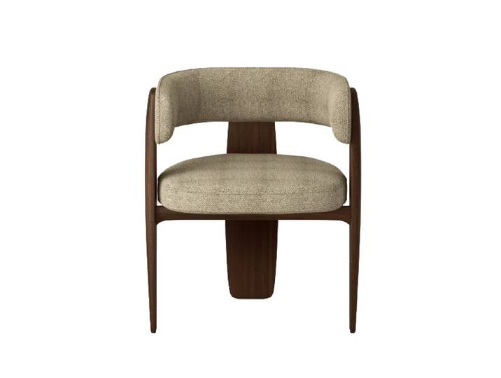 TONELLI set de 4 chaises avec accoudoirs EKUA (Cat. P, structure de l'eucalyptus - Tissu et bois massif)