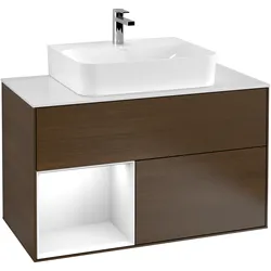 Villeroy & Boch Waschbeckenunterschrank Finion F11, Walnut Veneer, 1000x603x501 mm, mit Beleuchtung und SoftClosing