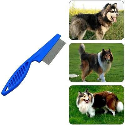Uplift Essentials Stainless Steel Ultra Fine Flea & Shedding Comb blue l