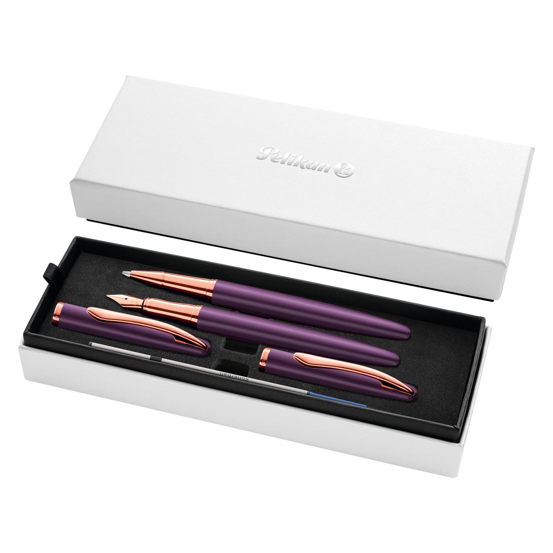 Pelikan Tintenroller Füllhalter & Roller Jazz Noble Elegance im Set, Viola (2x) (826969)