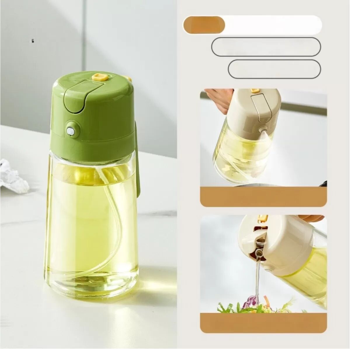 INF 500ml Küchenglas Öl Sprühflasche - Sprüh- und Gießölspender Grün