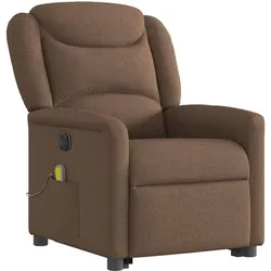 vidaXL, Sessel, Elektrischer Massagesessel mit Aufstehhilfe Braun Stoff