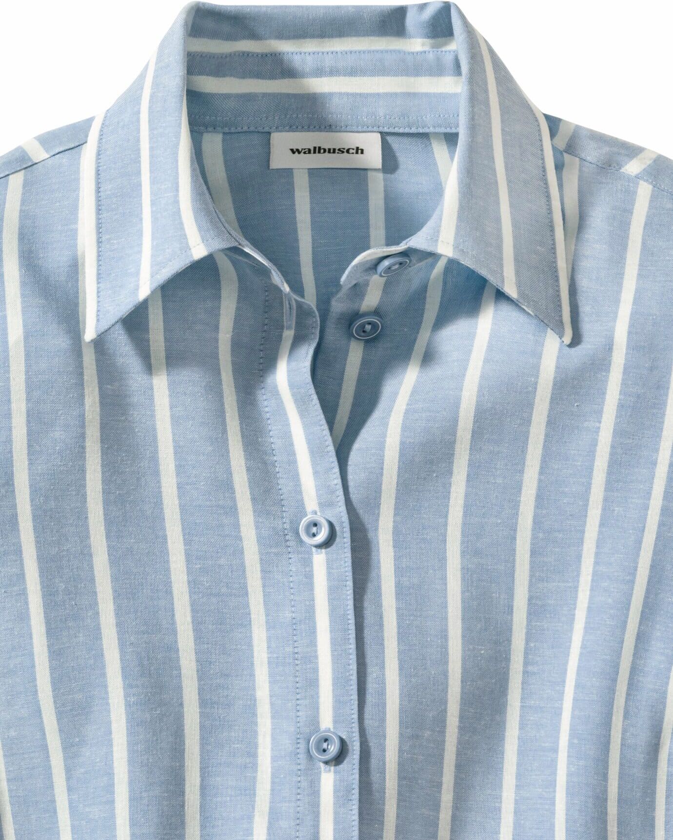 Walbusch Klima-Bluse Edel-Leinen, normale Größen, Farbe Blau, 38, veredeltes Leinen bequem, weil elastisch Damen