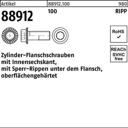 Zylinderflanschschraube R 88912 Sperr-Ripp Innen-6kt M10x 35 100 100 Stück