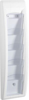 Prospektwandhalter Paperflow Quickfit, 5 Fächer im Format DIN 1/3 A4, B 168 x T 95 x H 650 mm, Polystyrol, weiß
