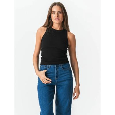 Funktionstop TEESHOPPEN "TEESHOPPEN Top Ribbed", Damen, Gr. XLx34, schwarz, Obermaterial: 100% Baumwolle, Tops
