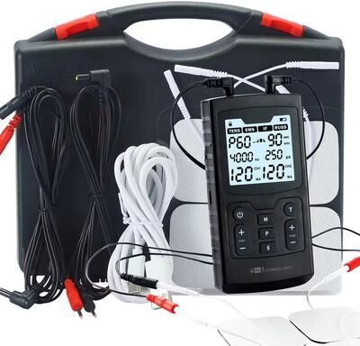 Inspired Finds 4 In 1 Electric Muscle Stimulator 60 Mode EMS TENS IFC RUSS Physiotherapy Therapy System black Full Set