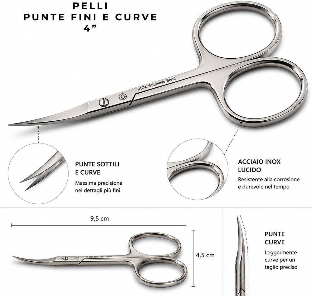 Tuttoperlestetica Forbici pelli Manicure Professionali per Estetista Acciaio Inox Sterilizzabili in Autoclave