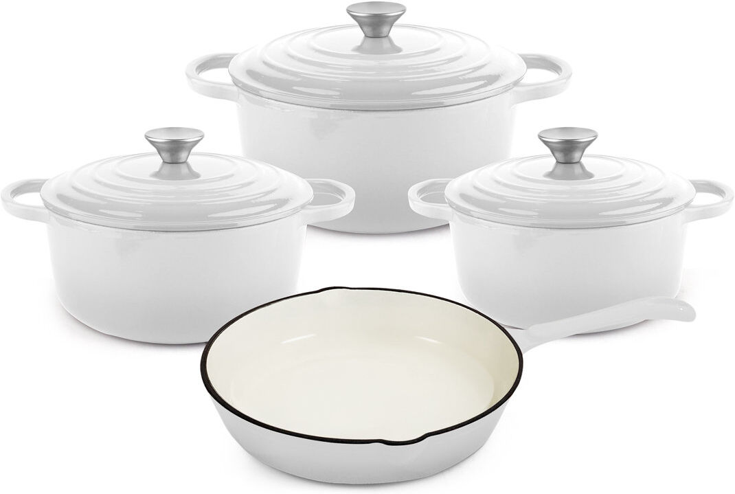 CAANNASWEIS 7 - Piece Cast Iron Cookware Set White 7