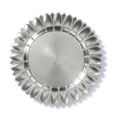 Dekoteller 33cm Kunststoff mit Strahlenkranz - Silber metallic