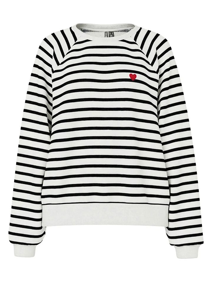 Pieces Sweatshirt "Greta" in Schwarz/ Weiß - XS