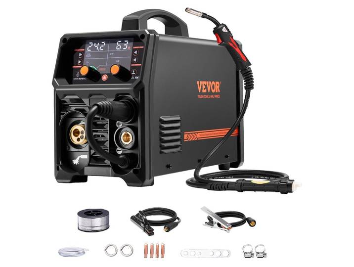 Poste de soudure VEVOR Pro MIG\, 200 ampères Pluse Poste de soudure MIG\, Airless MIG\, Gas MIG\, MMA et Lift TIG avec technologie IGBT Inverter et écran LCD