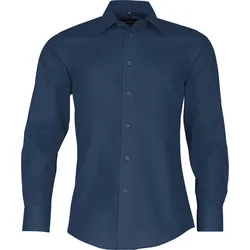 Russell Collection Tailliertes Popeline Hemd  Langarm, french navy, 4XL