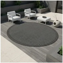 Outdoorteppich DAFNE, einfarbig, Schwarz, Ø 200 cm