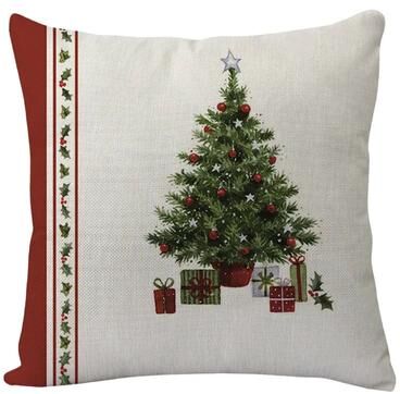 Uplift Treasures Merry Christmas Linen Pillow Cover With Deer And Tree Design 17