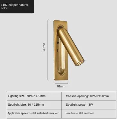 Friendly Fresh Finds Modern LED Wall Reading Light With USB Charging Port For Bedroom Bedside & Living Room 1107 coppery warm Light 3000k