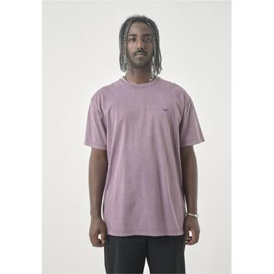 T-Shirt CLEPTOMANICX "Boxy Tee Ligull Washed", Herren, Gr. M, lila (flieder), 100% Baumwolle, bestickt, normal, Rundhals, Shirts T-Shirt, mit lockerem Schnitt