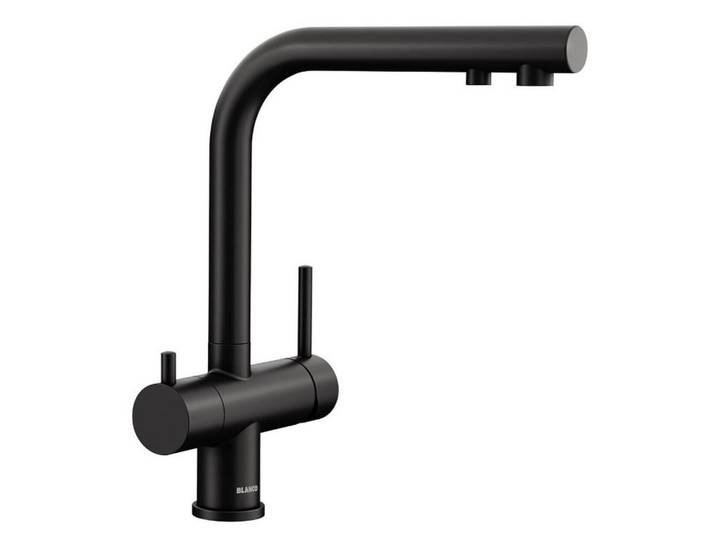 Blanco Küchenarmatur, Schwarz, Metall, Stein, 16x30x25.3 cm, Keramikkartusche, schwenkbarer Auslauf 360°, für Anschluss an drucklose Speicher geeignet, Filtersystem, Trinkwassersystem, Küchen, Küchenausstattung, Küchenarmaturen