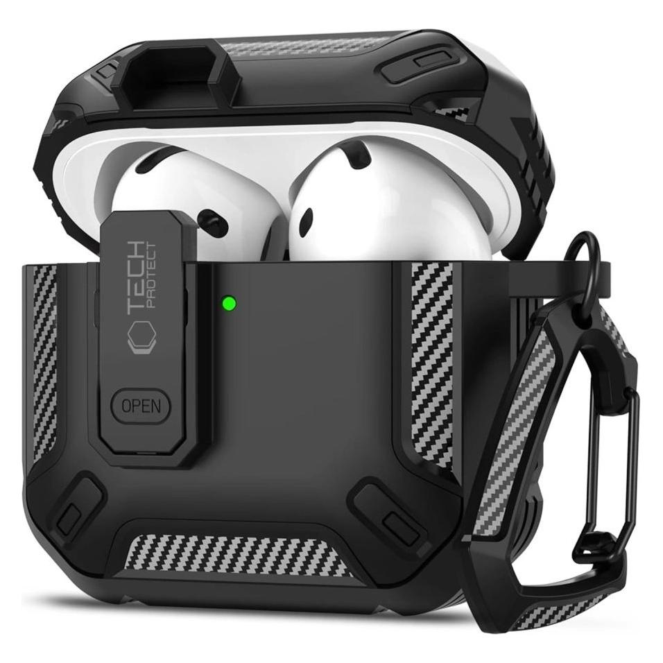 Tech-Protect Carbonox Case for AirPods 4 - Black (Kopfhörer Hülle) (26683-0)
