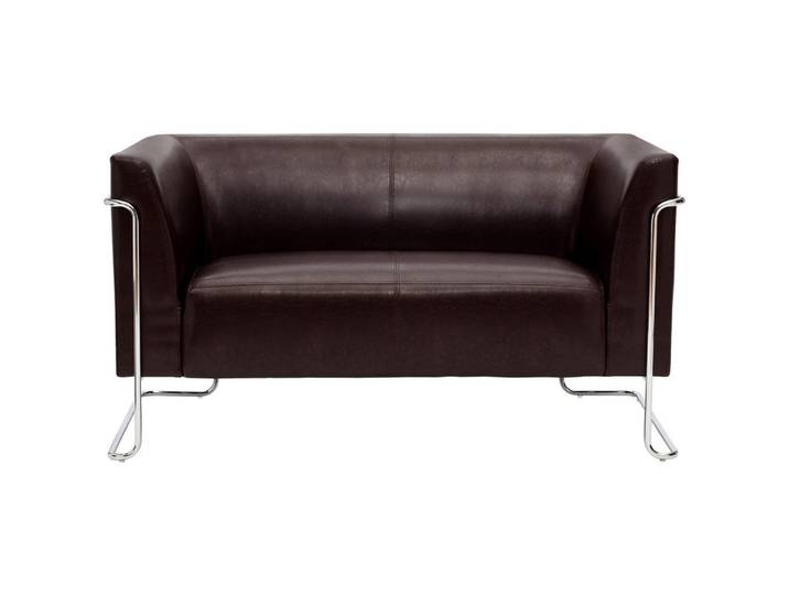 Mid.you 2-Sitzer-Sofa, Dunkelbraun, Metall, 130x71x74 cm, Rücken echt, Wohnzimmer, Sofas & Couches, Sofas, 2-Sitzer Sofas
