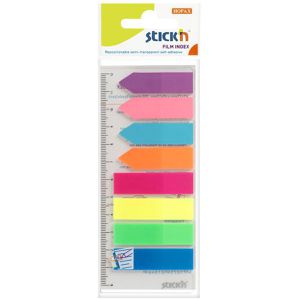 Stickn Haftmarker Film Index Tabs, Folie, beschriftbar, 8 x 25 Streifen, Neonfarben