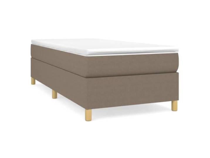 PUGYNBK Boxspringbett mit Matratze, Taupe, 100 x 200 cm Gefederte Federn, mittlere Festigkeit, atmungsaktiver Stoff, Basis mit Lamellen