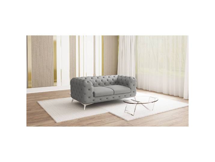 2-Sitzer Sofa Grau Microfaser Enza 185 x 73 x 100cm Glamour